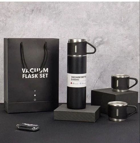 500ml Stainless Steel Vacuum Thermal Flask Set with 2 Extra Cups